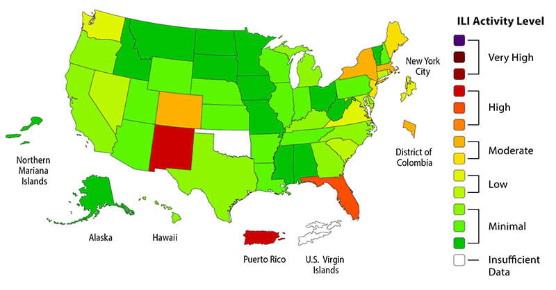 Flu Map October 2020 National Flu Activity Map